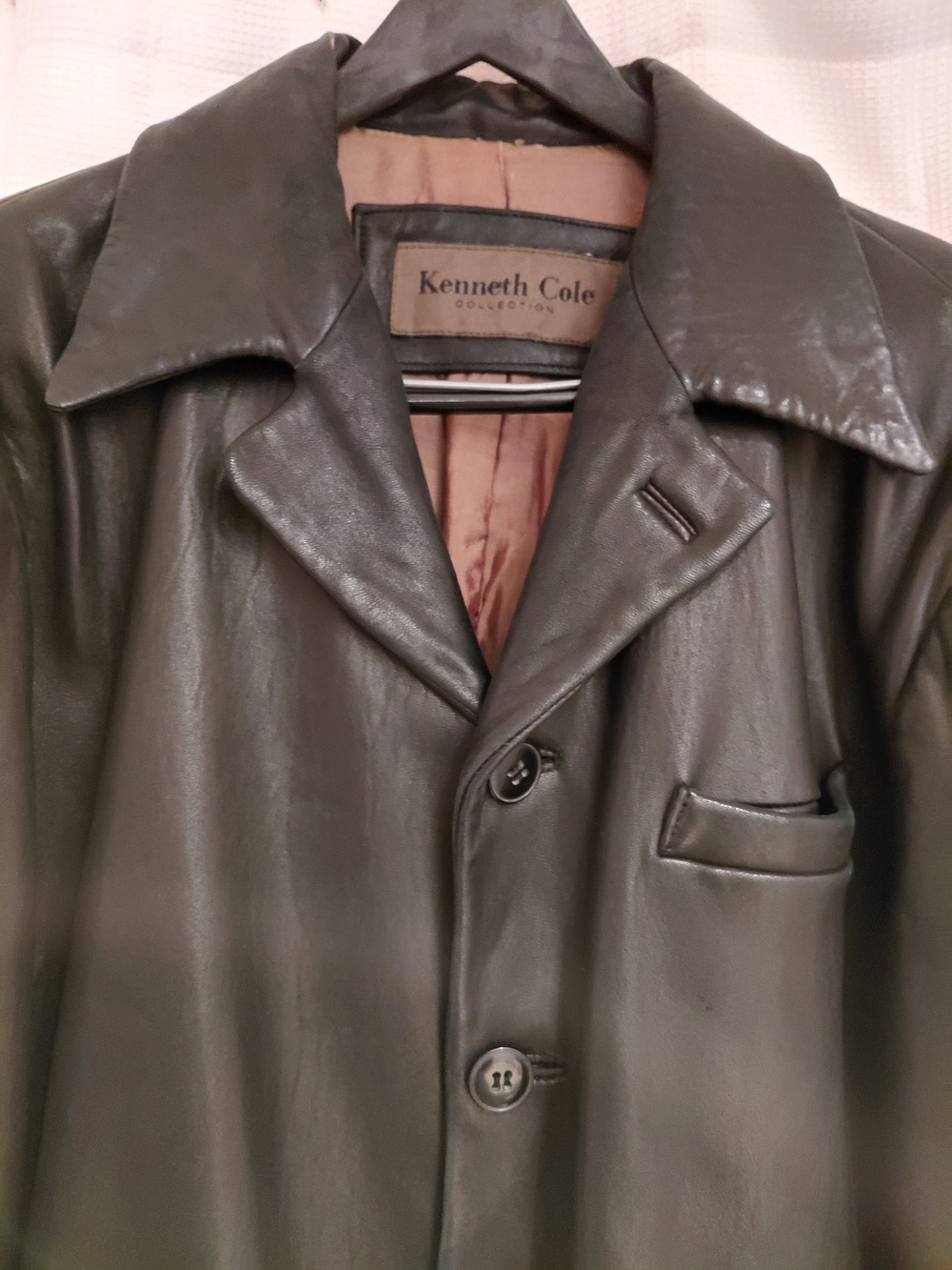 Kenneth Cole VINTAGE  Black Leather Trench Coat